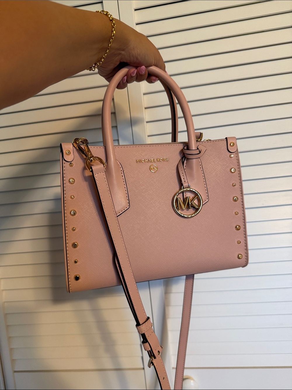 Michael Kors Blush Pink Saffiano Satchel with Gold Hardware - Picture 1 of 4